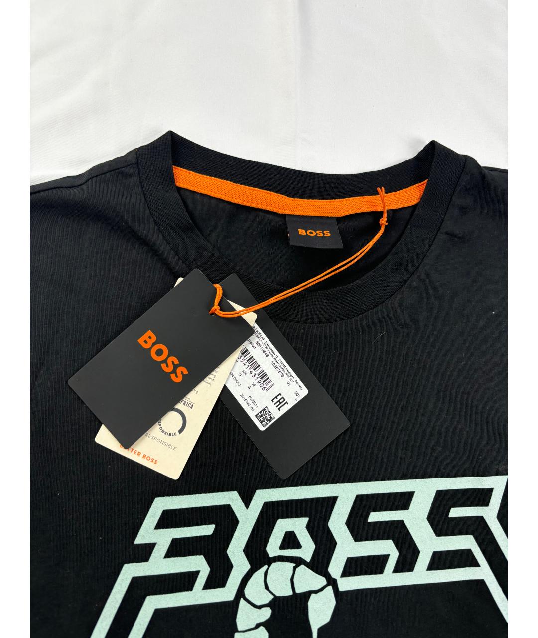 HUGO BOSS Черная хлопковая футболка, фото 4