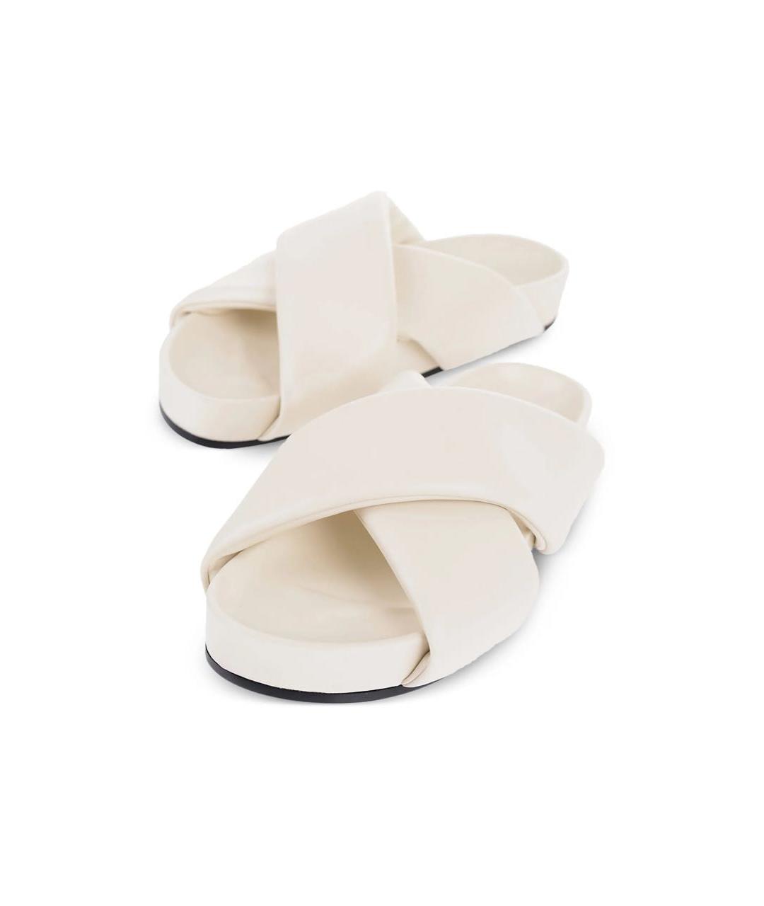JIL SANDER Белые кожаные босоножки, фото 2