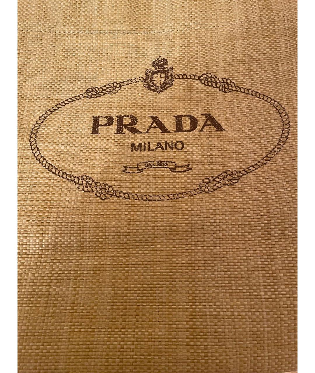 PRADA Бежевая пелетеная пляжная сумка, фото 4