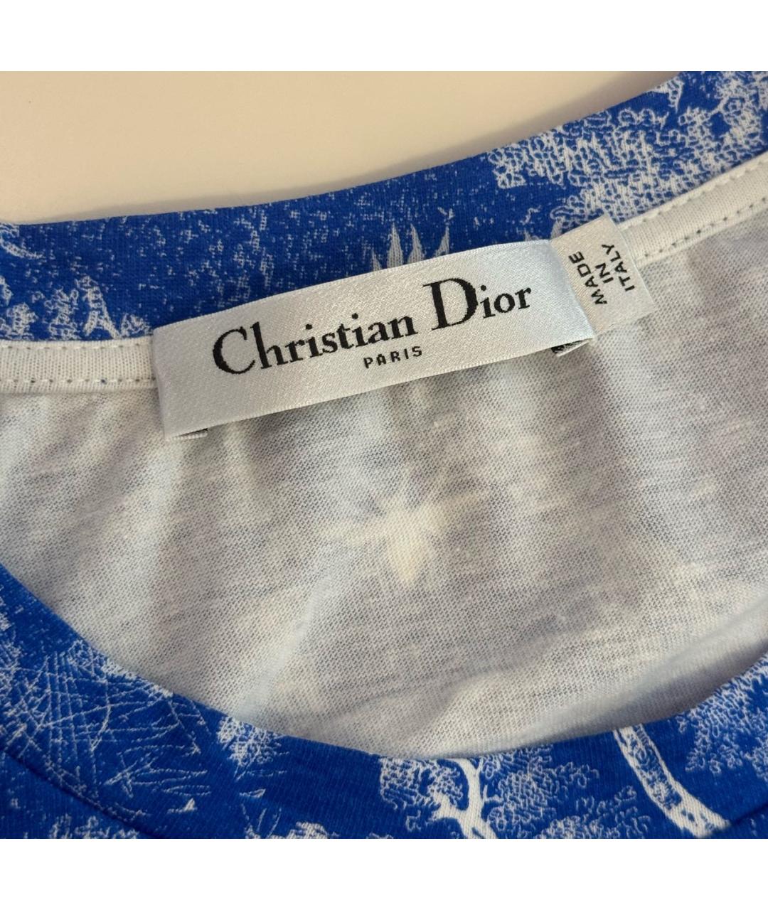 CHRISTIAN DIOR Синяя хлопковая футболка, фото 3