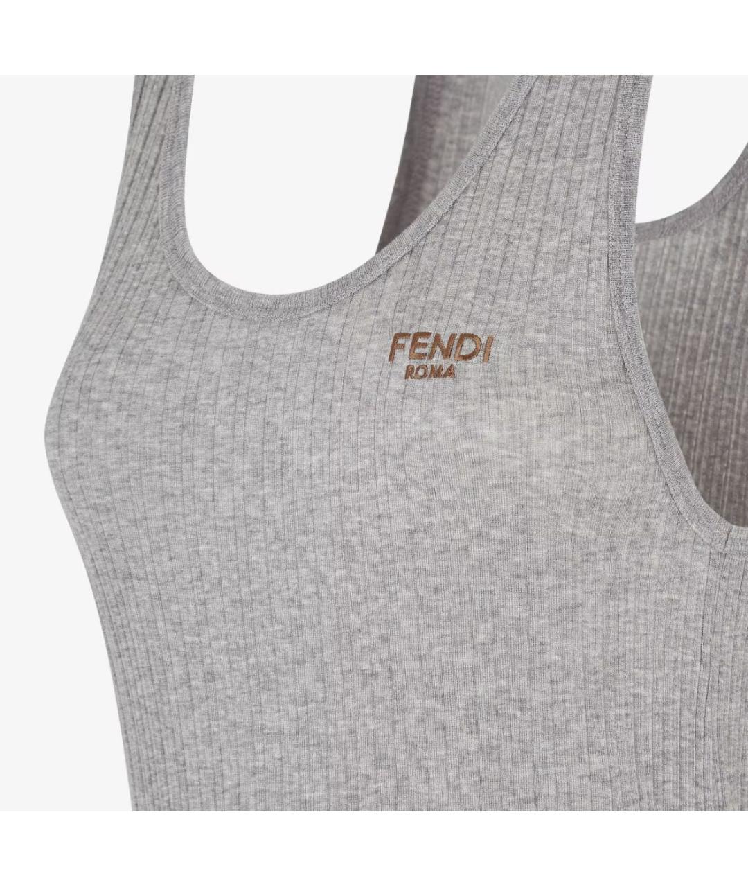 FENDI Серая хлопковая майка, фото 3