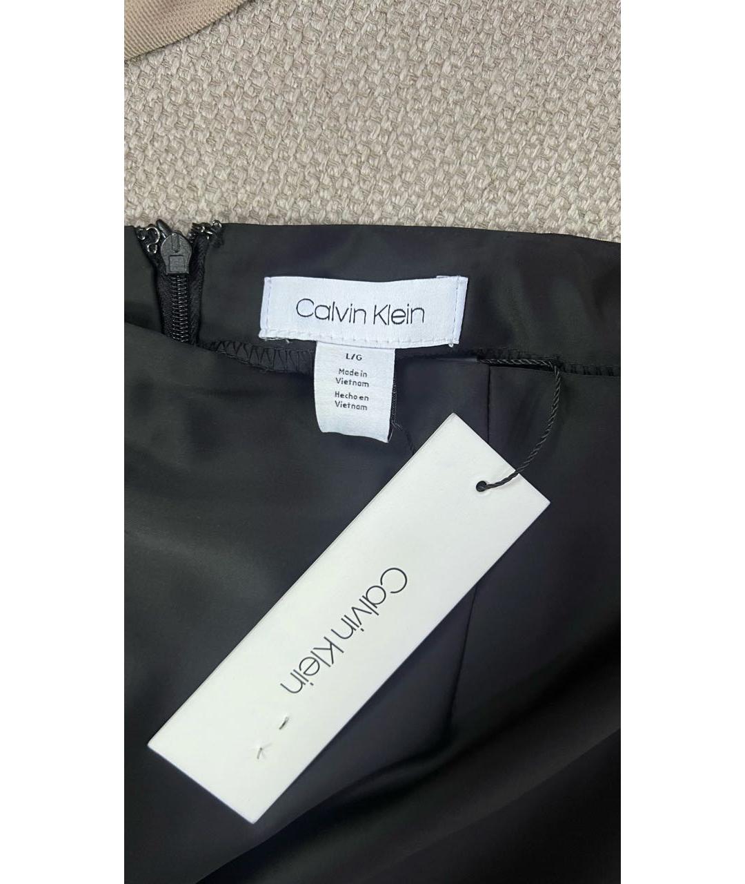 CALVIN KLEIN Черная полиэстеровая юбка миди, фото 3