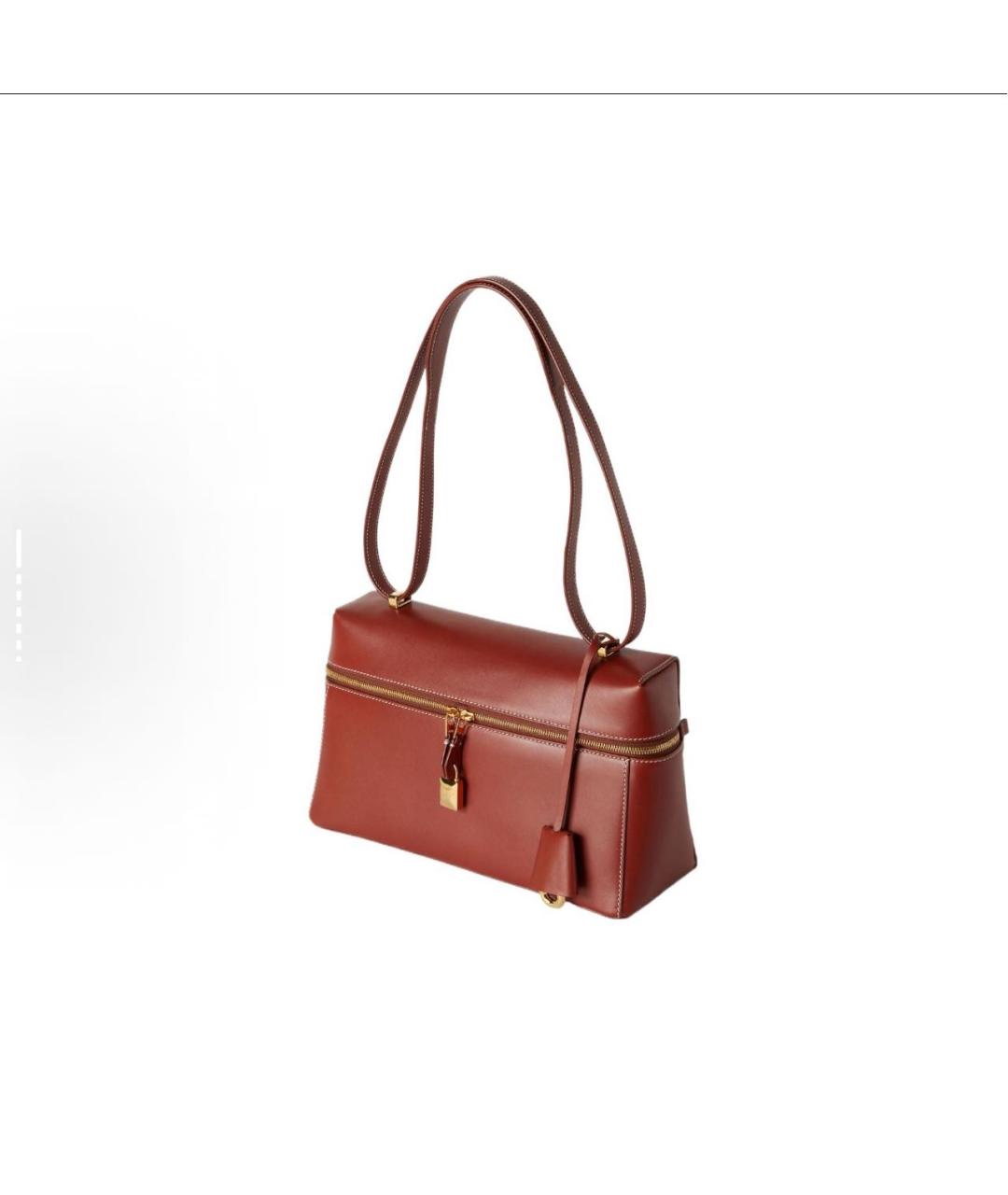 LORO PIANA Бордовая кожаная сумка с короткими ручками, фото 2