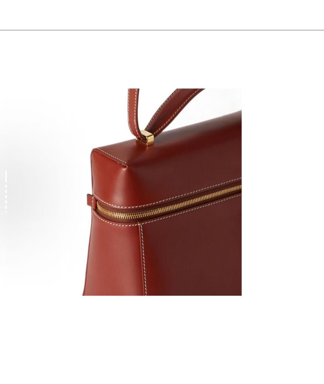LORO PIANA Бордовая кожаная сумка с короткими ручками, фото 4