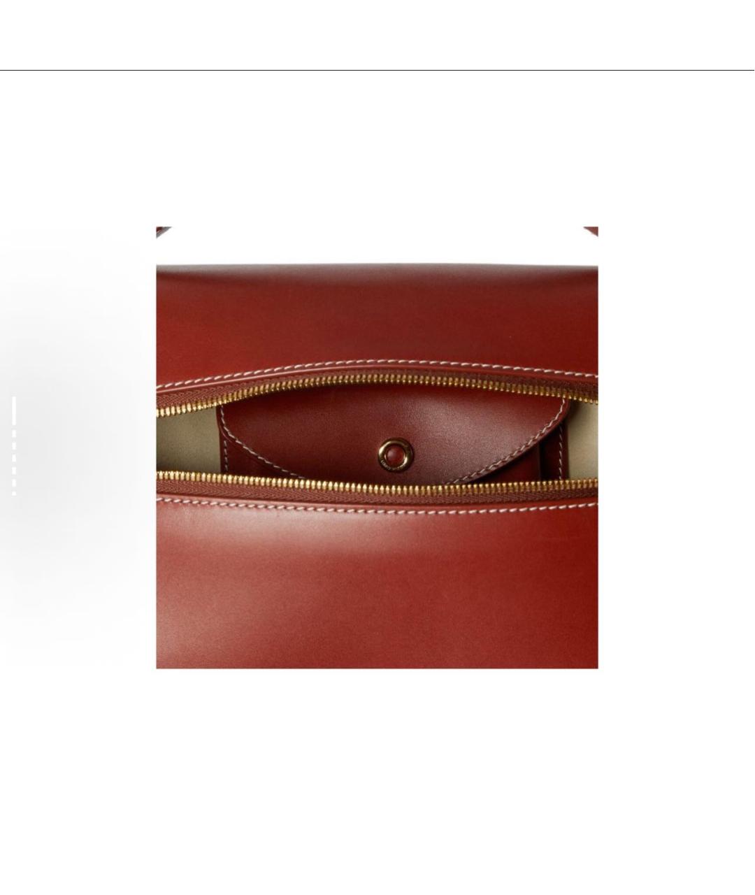 LORO PIANA Бордовая кожаная сумка с короткими ручками, фото 5