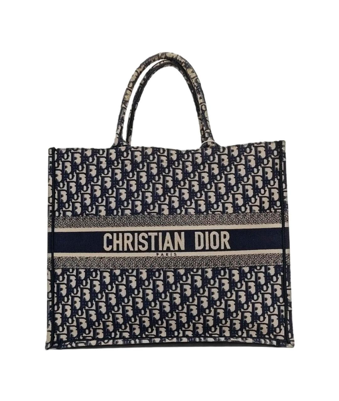 CHRISTIAN DIOR Темно-синяя тканевая сумка тоут, фото 1