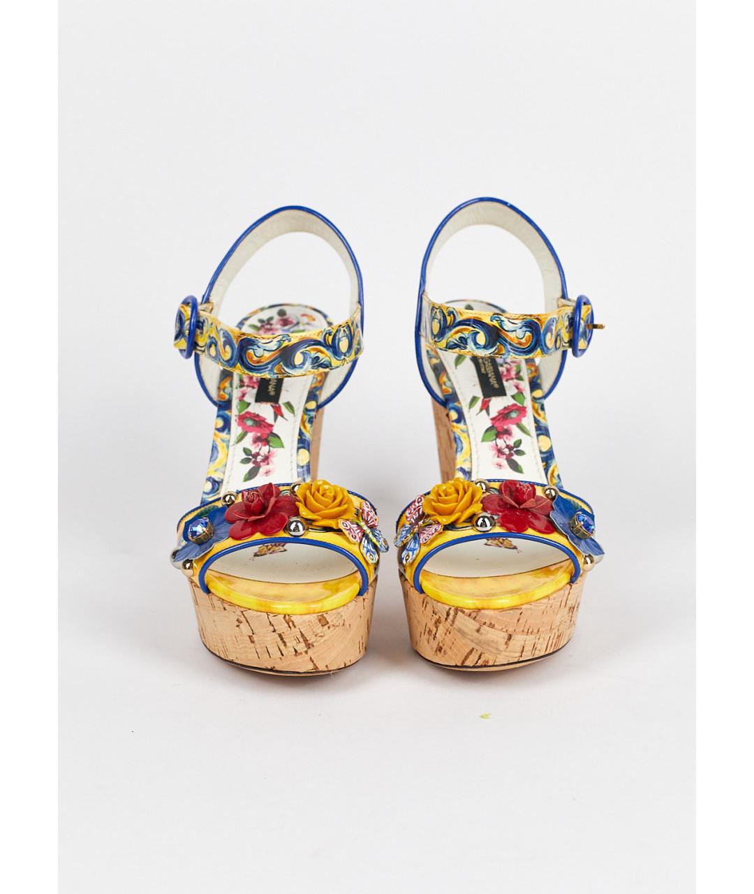 DOLCE&GABBANA Мульти кожаные босоножки, фото 3