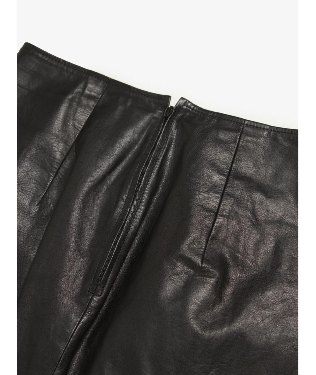 YOHJI YAMAMOTO Черная кожаная юбка мини, фото 3