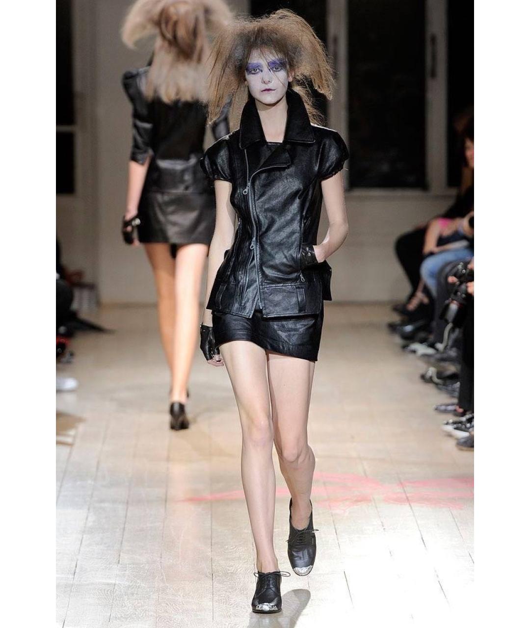 YOHJI YAMAMOTO Черная кожаная юбка мини, фото 4