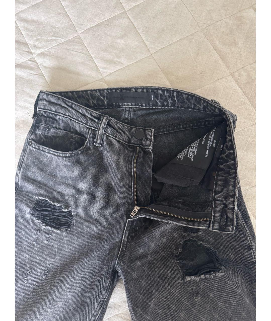 ALEXANDER WANG Антрацитовые хлопковые прямые джинсы, фото 3