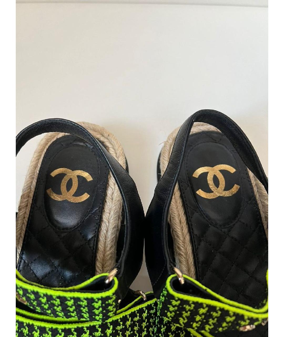 CHANEL Черные кожаные сандалии, фото 7