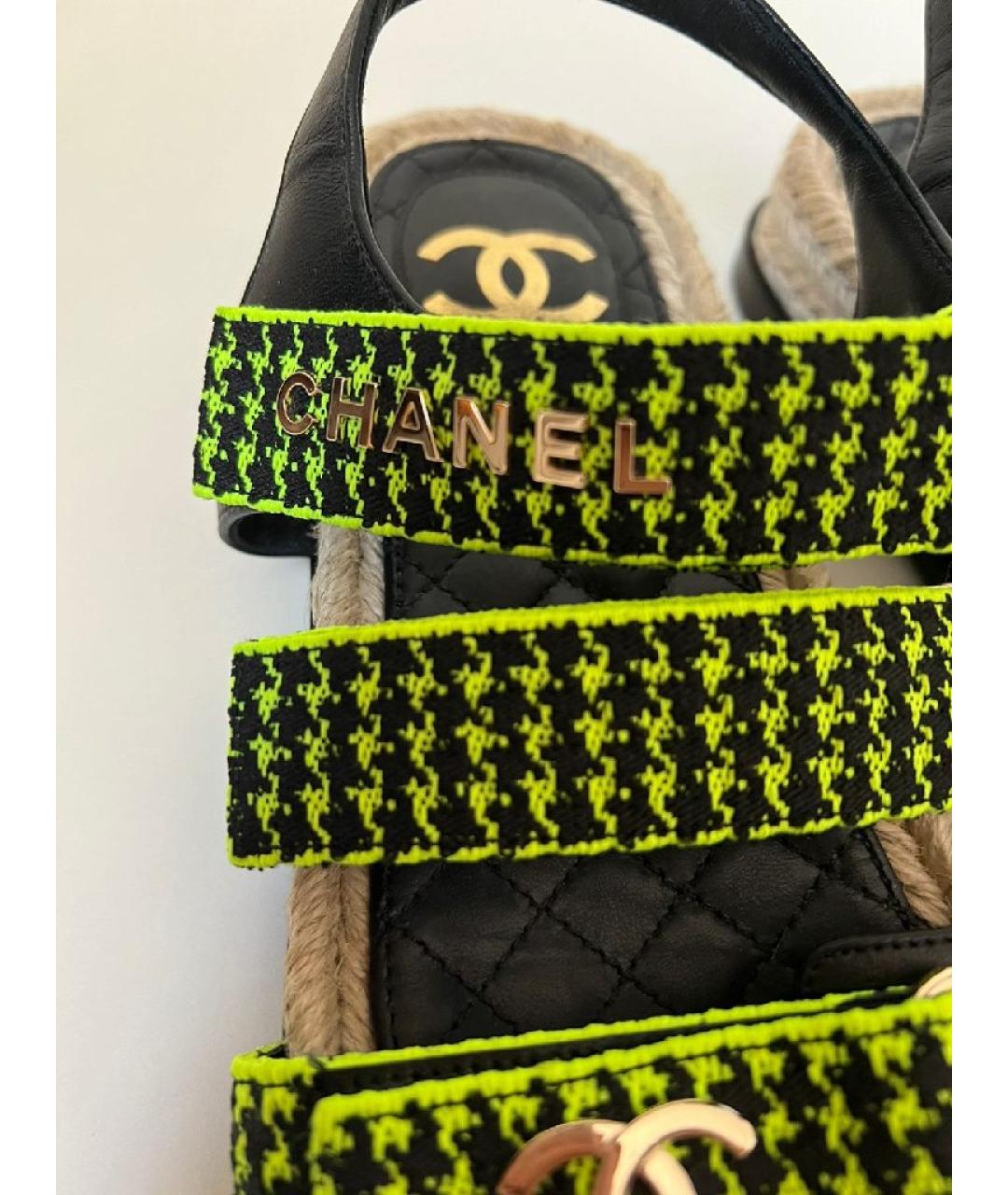 CHANEL Черные кожаные сандалии, фото 8