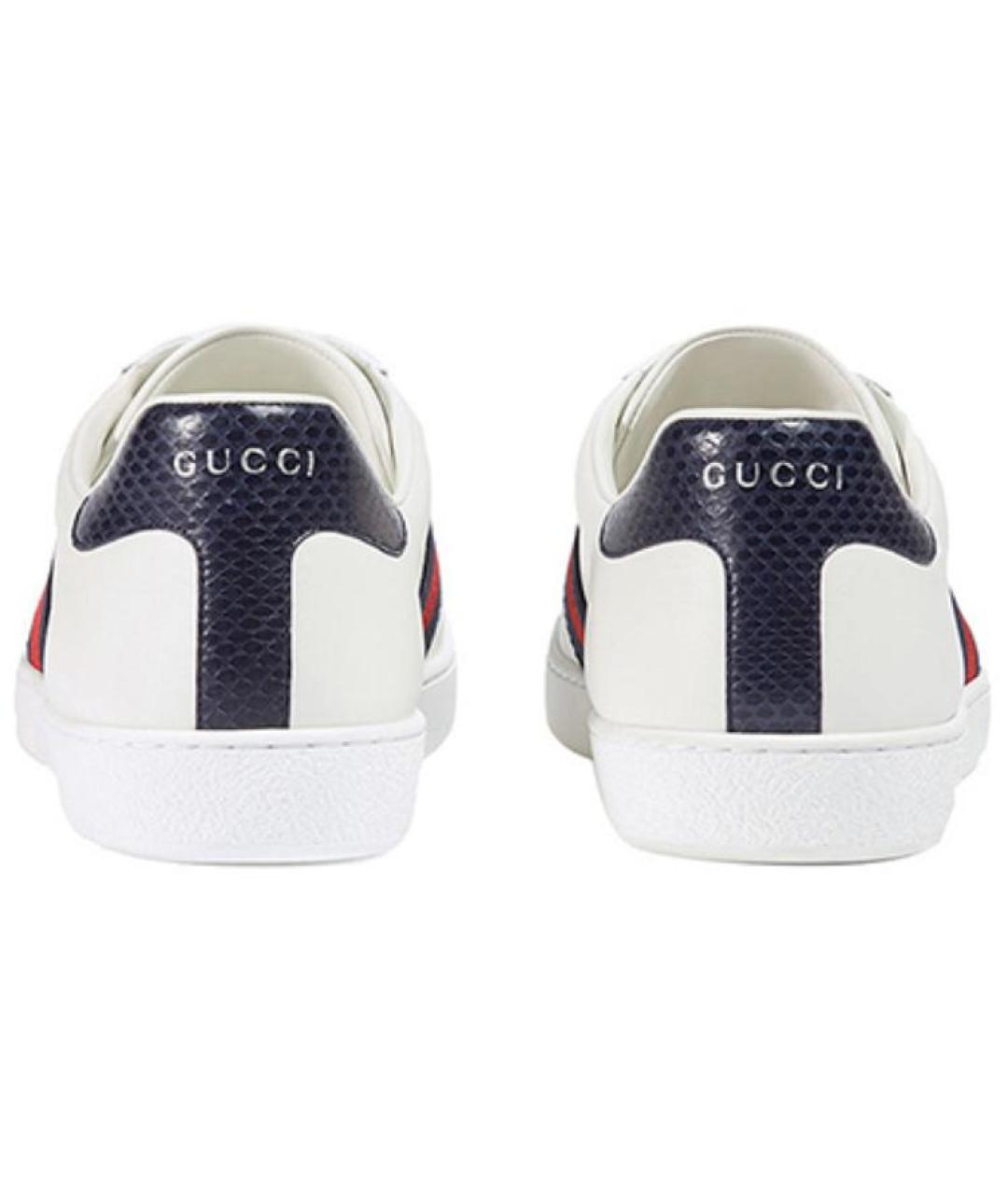 GUCCI Белые кожаные низкие кроссовки / кеды, фото 3