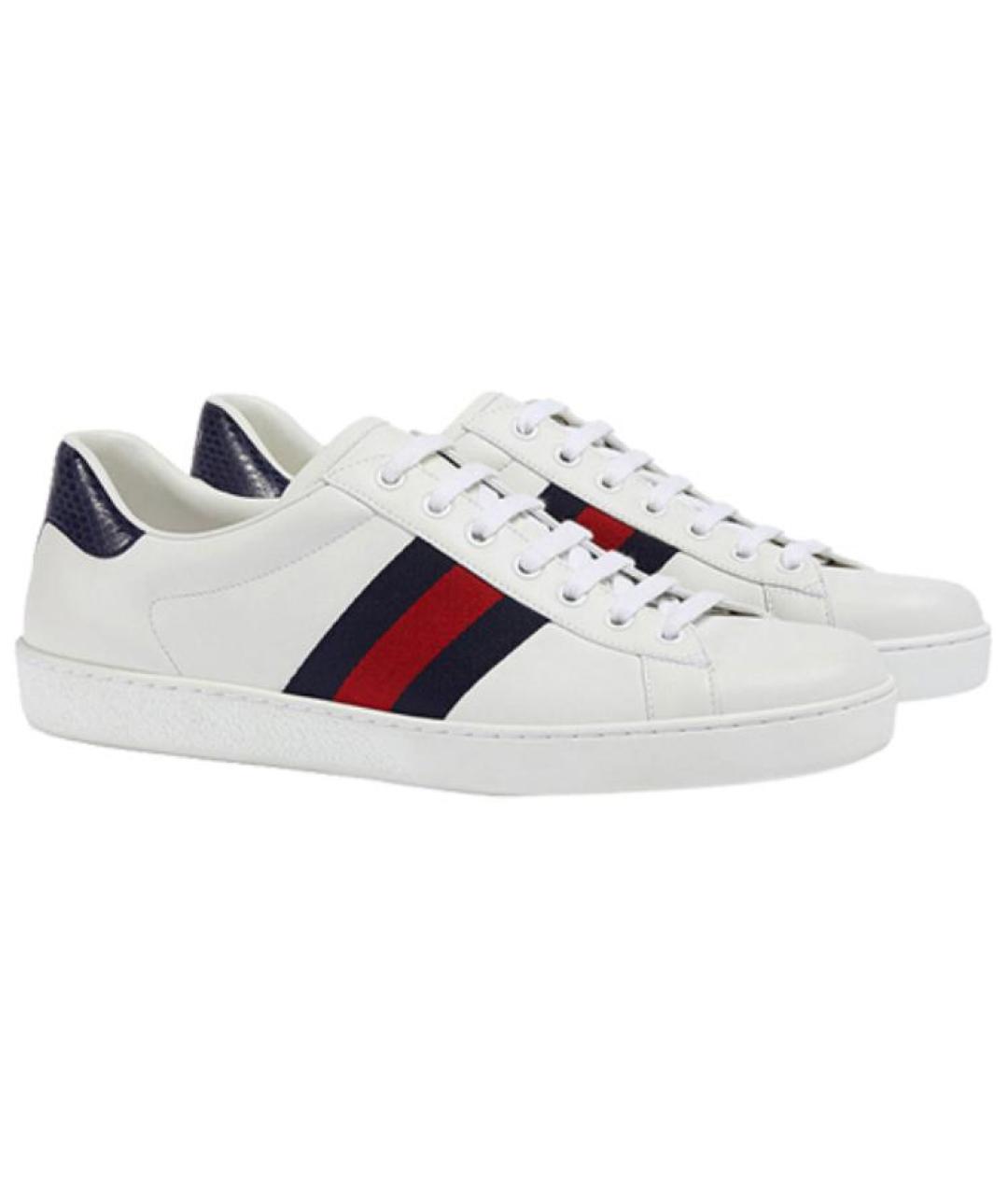 GUCCI Белые кожаные низкие кроссовки / кеды, фото 2