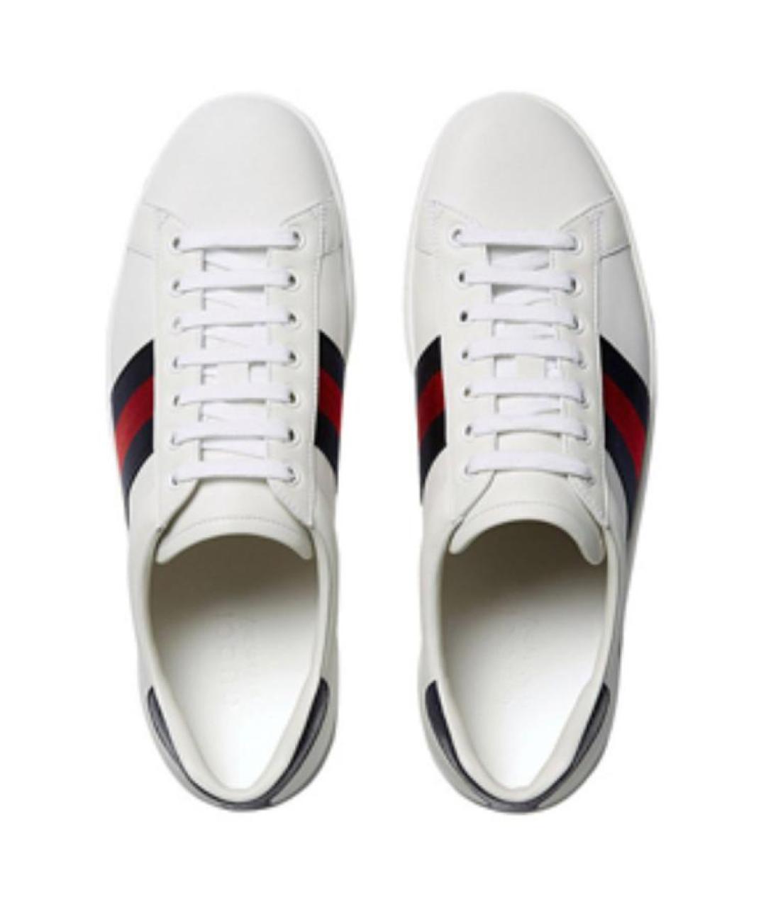 GUCCI Белые кожаные низкие кроссовки / кеды, фото 4