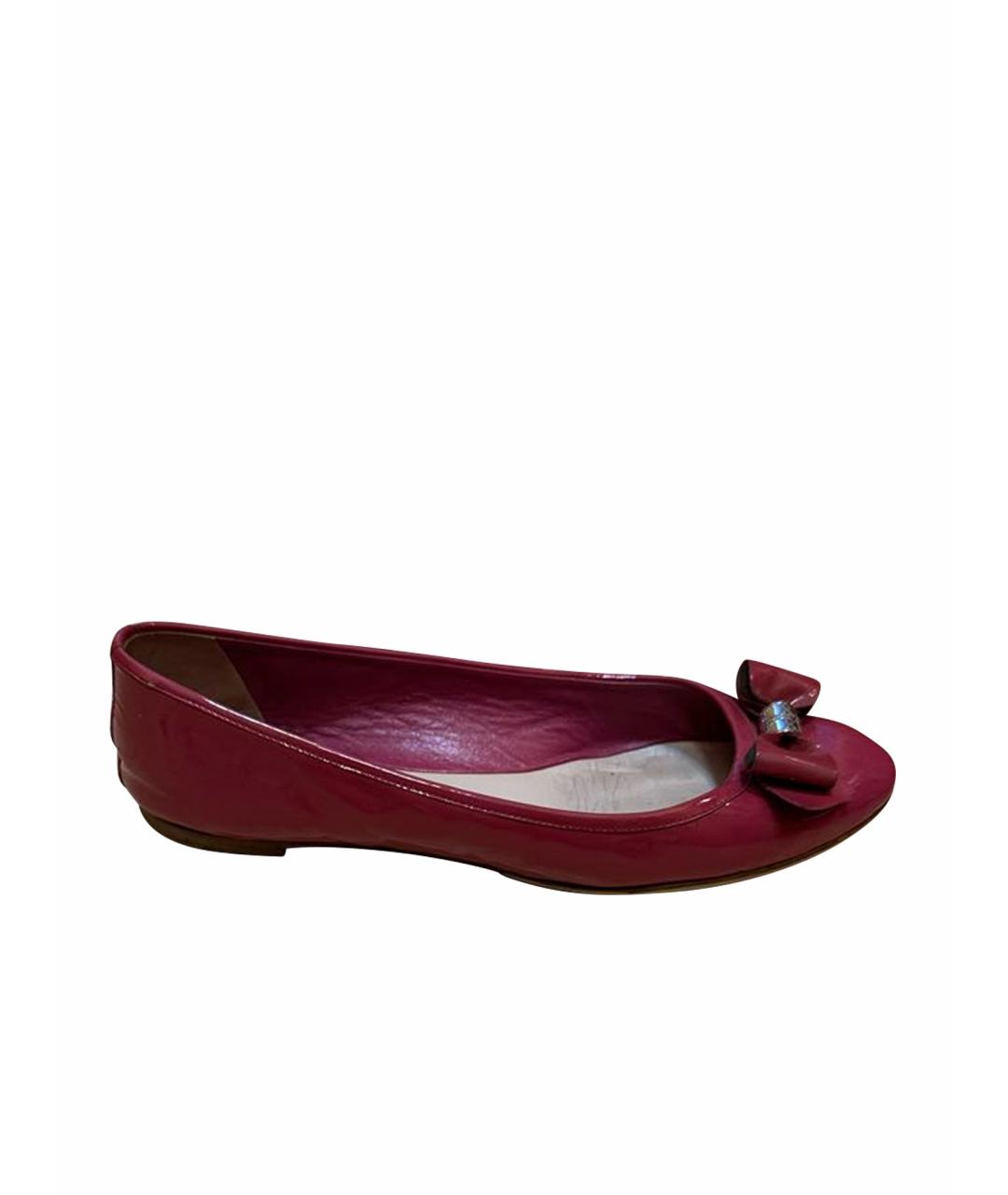 CHRISTIAN DIOR Бордовые балетки из лакированной кожи, фото 1