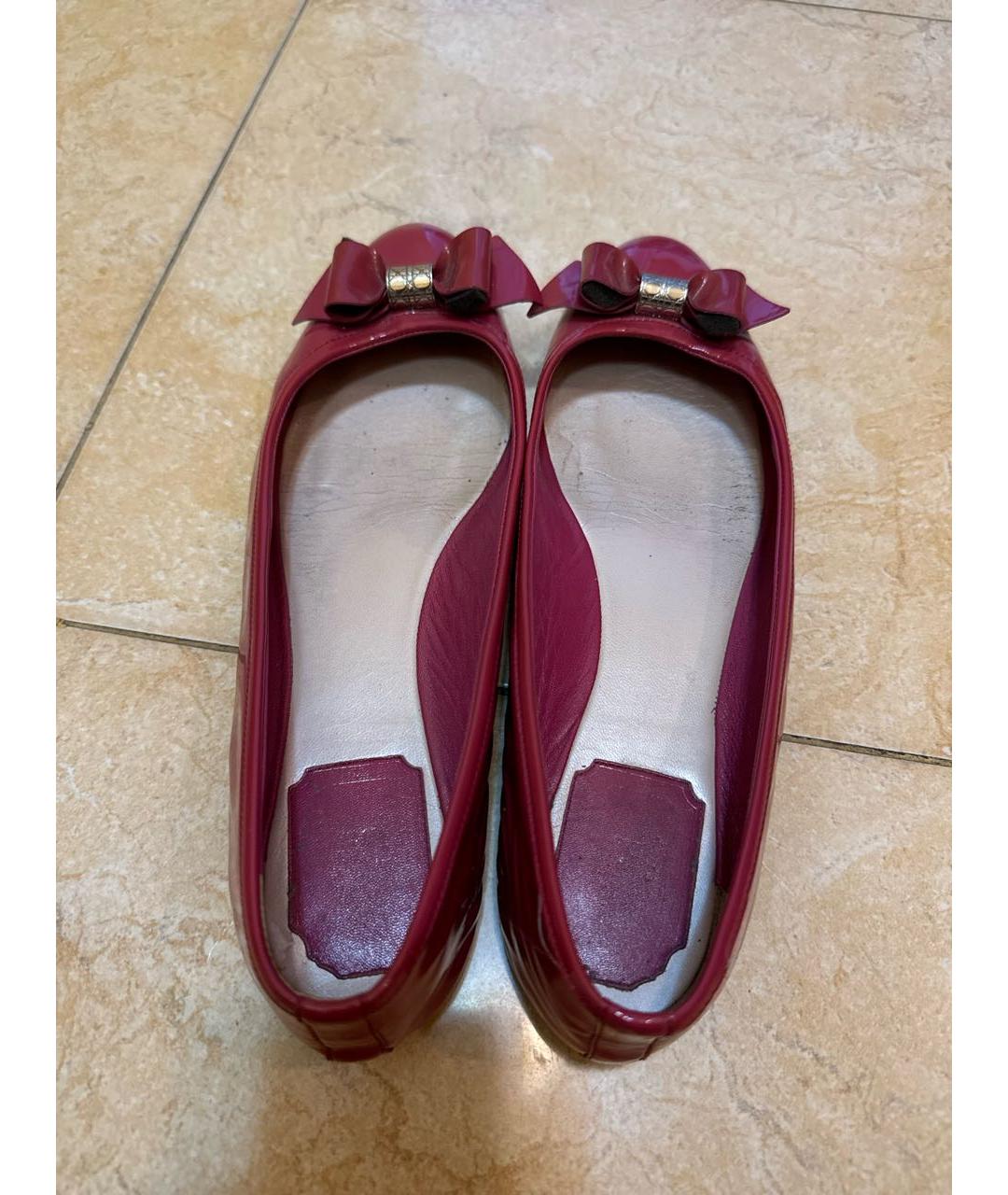 CHRISTIAN DIOR Бордовые балетки из лакированной кожи, фото 3