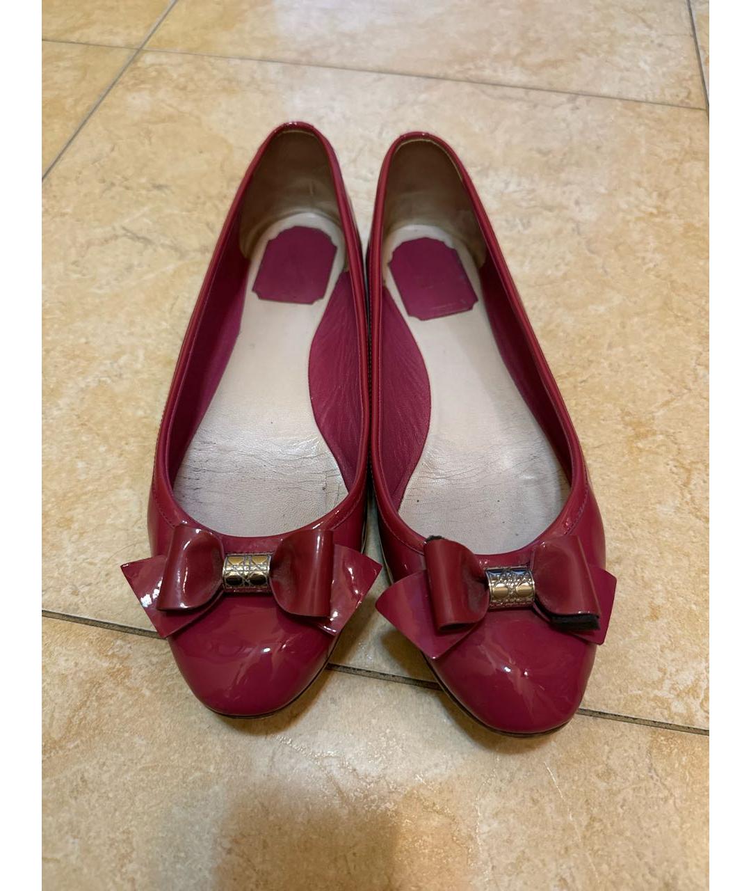 CHRISTIAN DIOR Бордовые балетки из лакированной кожи, фото 2