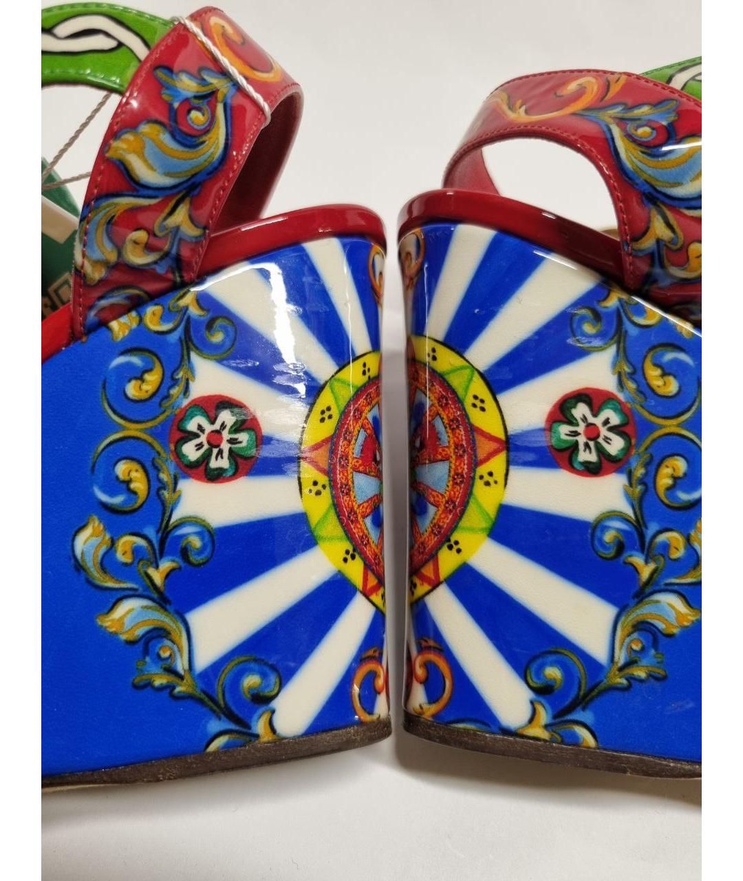 DOLCE&GABBANA Мульти босоножки из лакированной кожи, фото 7