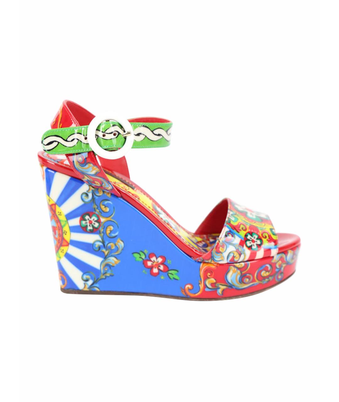 DOLCE&GABBANA Мульти босоножки из лакированной кожи, фото 1