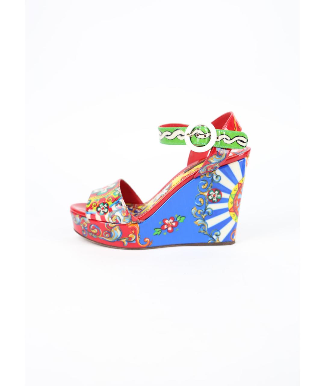 DOLCE&GABBANA Мульти босоножки из лакированной кожи, фото 10