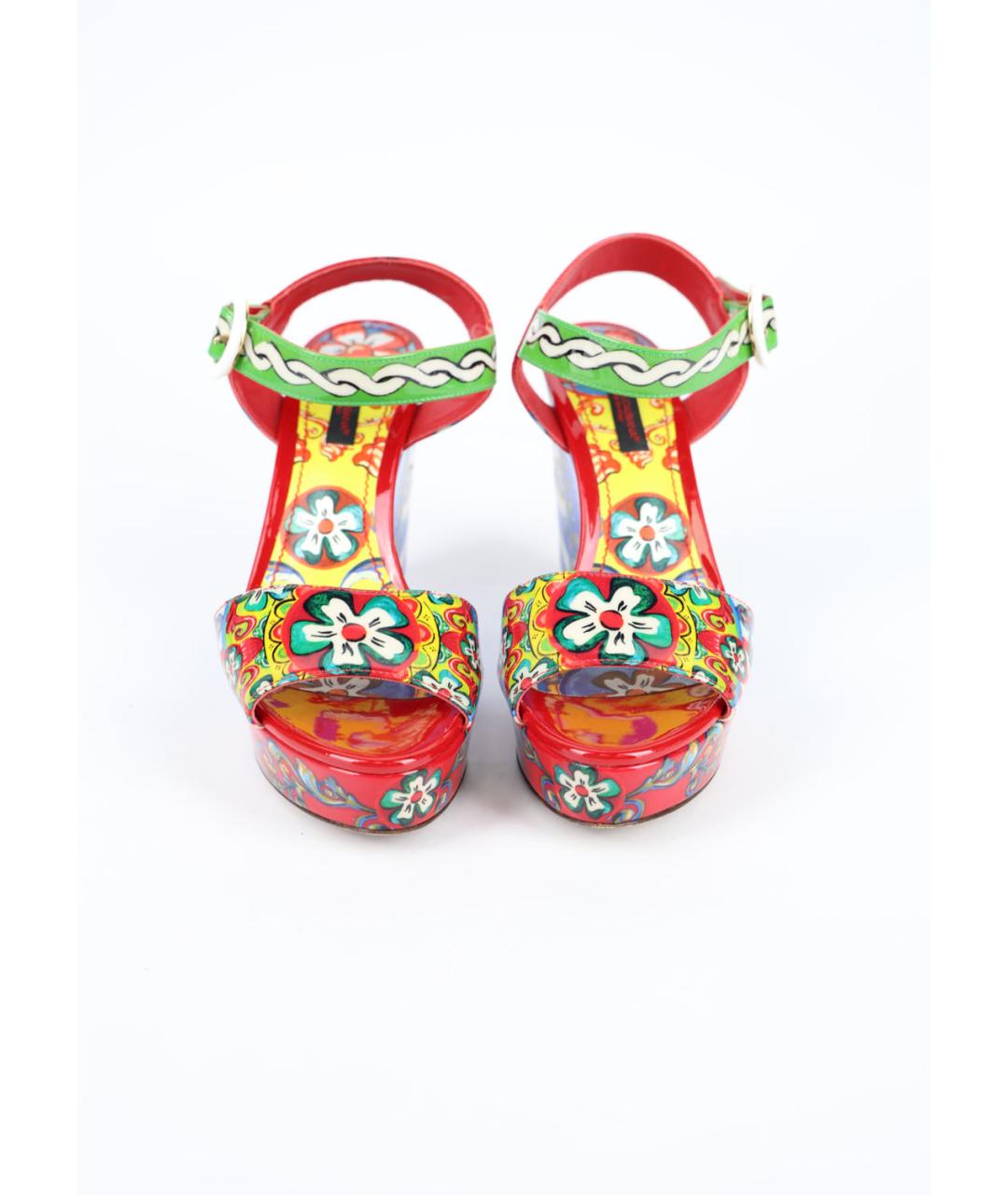 DOLCE&GABBANA Мульти босоножки из лакированной кожи, фото 3