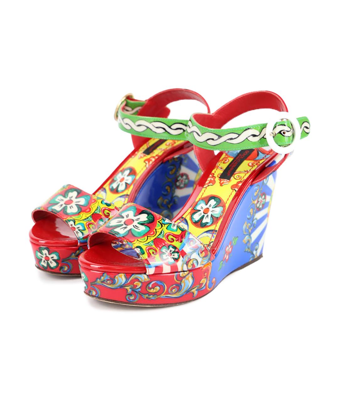 DOLCE&GABBANA Мульти босоножки из лакированной кожи, фото 2