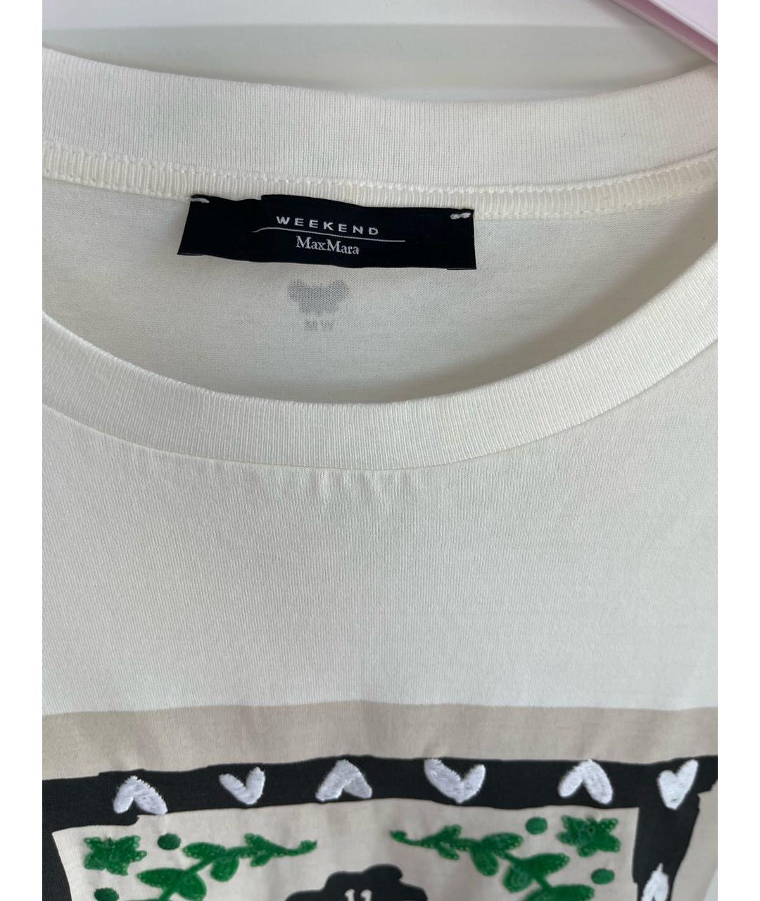 WEEKEND MAX MARA Белая хлопковая футболка, фото 3