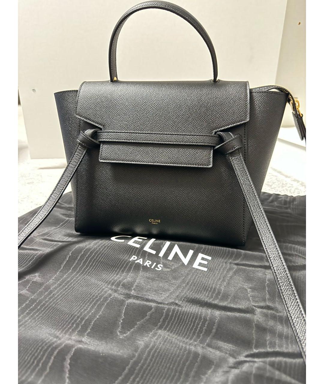 CELINE Черная кожаная сумка с короткими ручками, фото 5