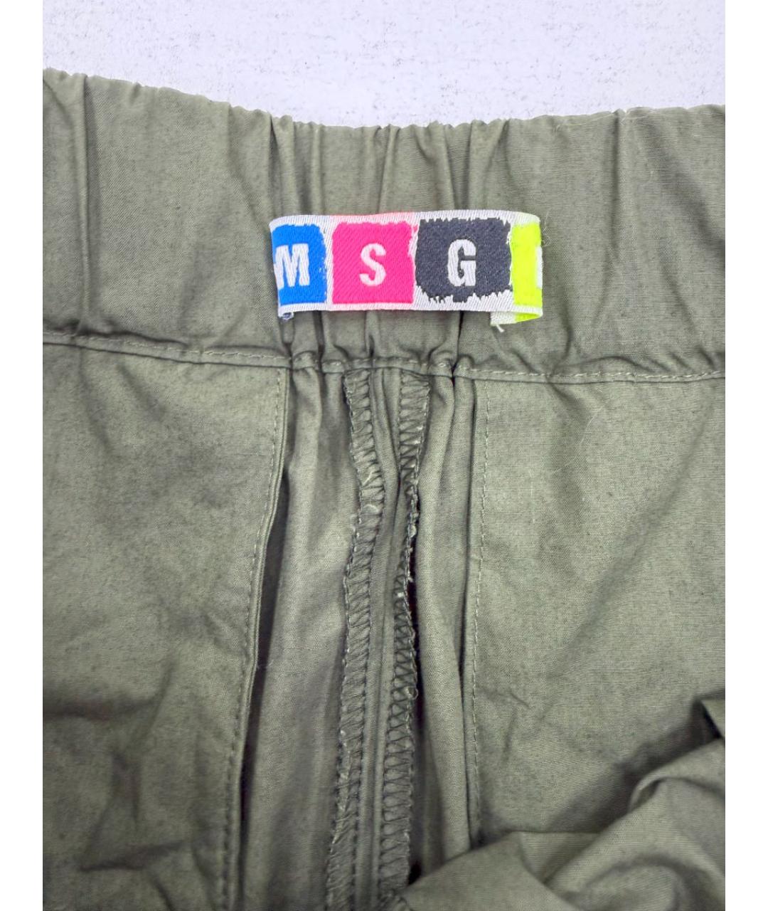 MSGM Хаки вискозные прямые брюки, фото 3