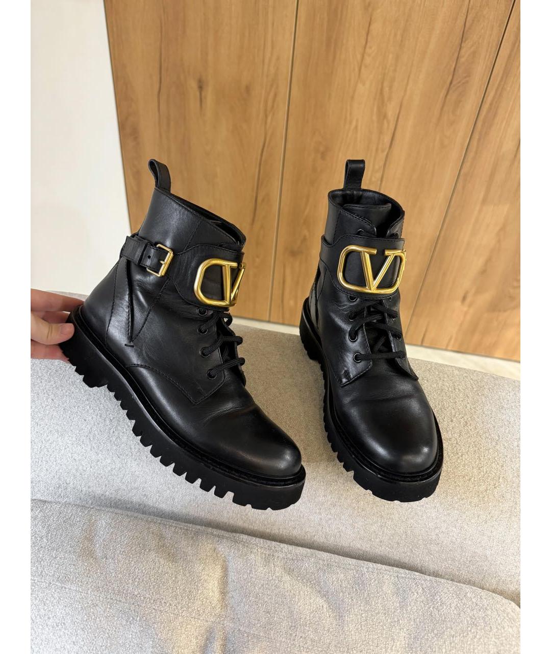 VALENTINO Черные кожаные ботинки, фото 2
