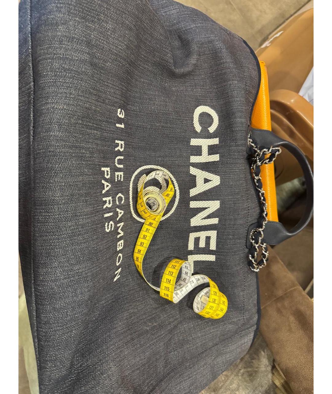 CHANEL Темно-синяя деним пляжная сумка, фото 8