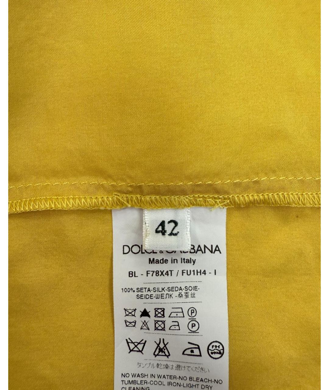 DOLCE&GABBANA Желтая шелковая блузы, фото 4