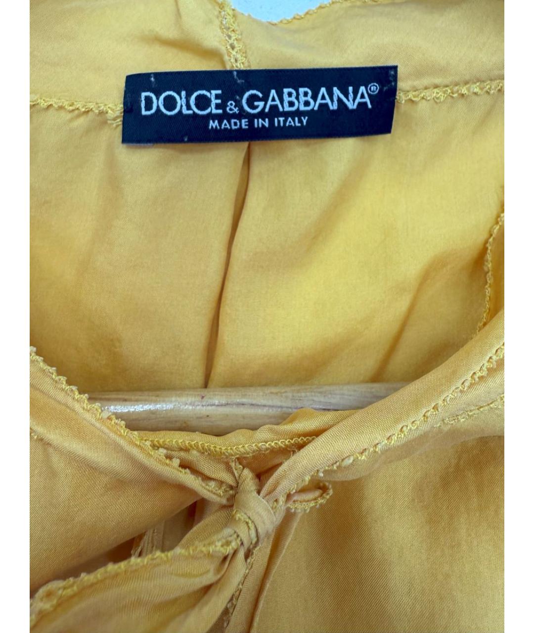 DOLCE&GABBANA Желтая шелковая блузы, фото 3