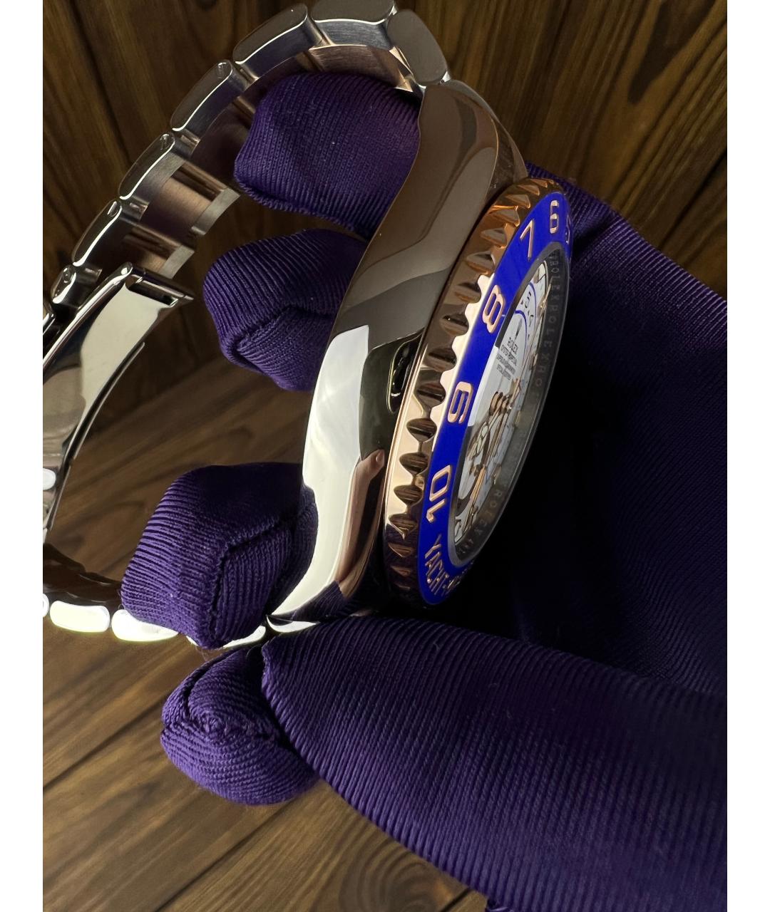 ROLEX Синие часы из розового золота, фото 5