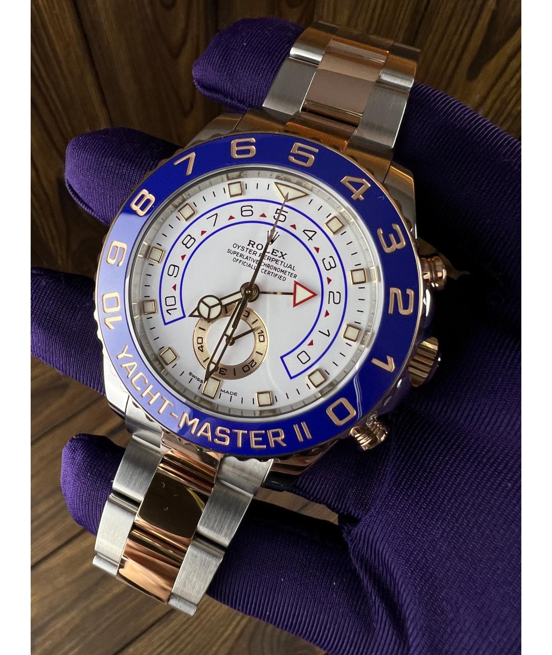 ROLEX Синие часы из розового золота, фото 3