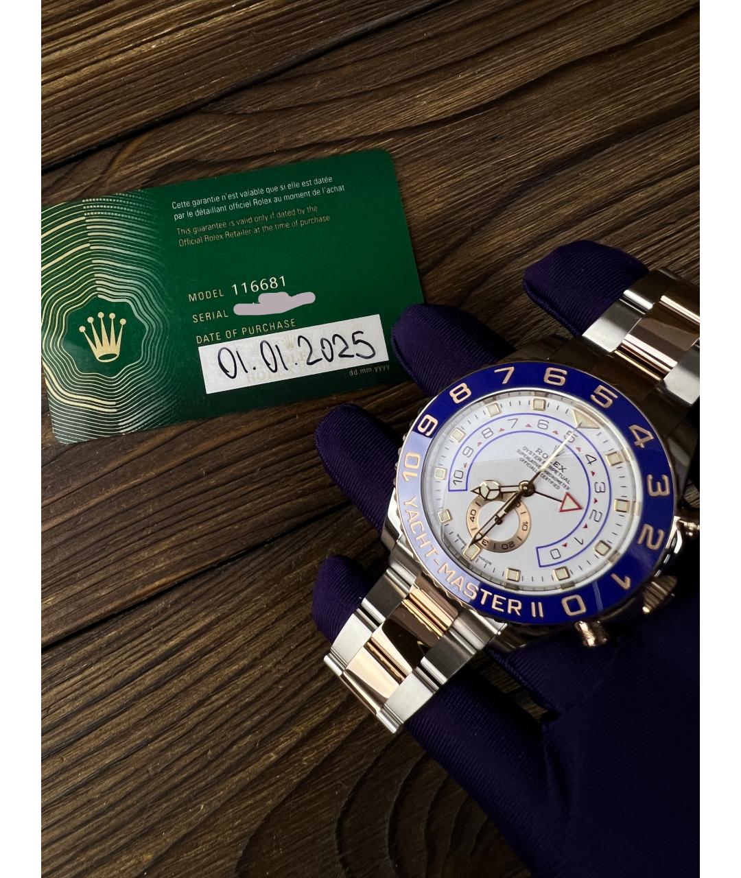 ROLEX Синие часы из розового золота, фото 2