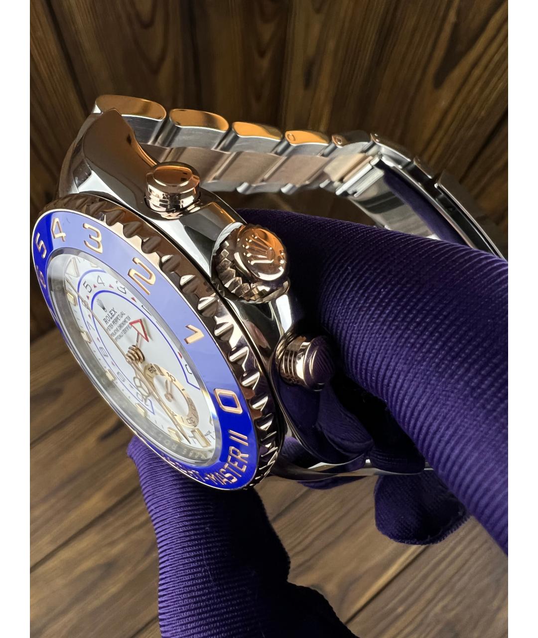 ROLEX Синие часы из розового золота, фото 4