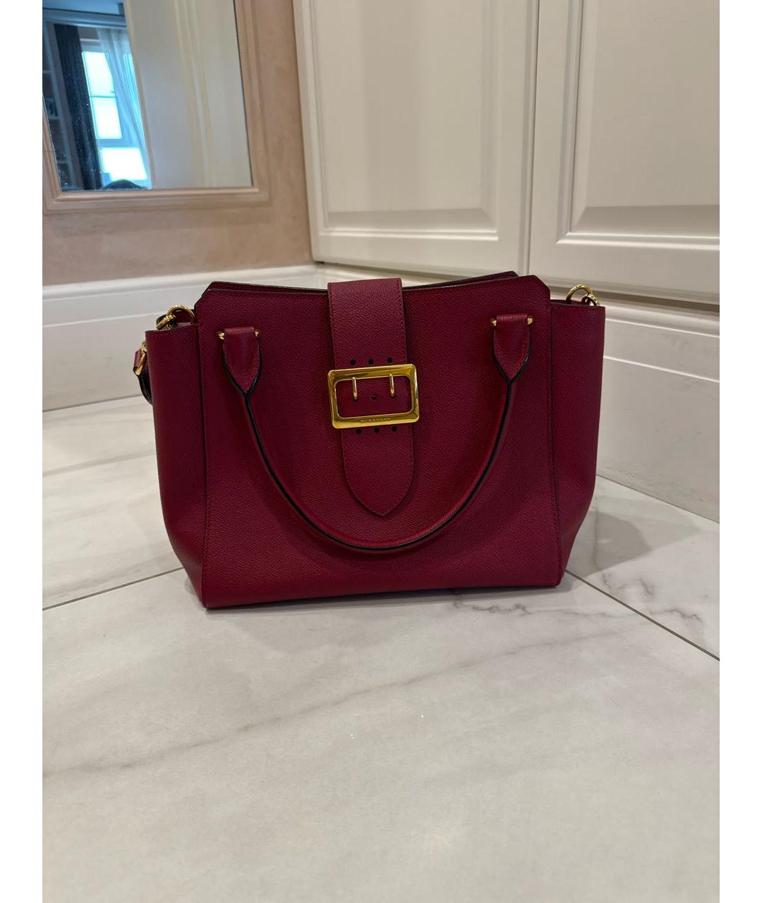 BURBERRY Бордовая кожаная сумка тоут, фото 8