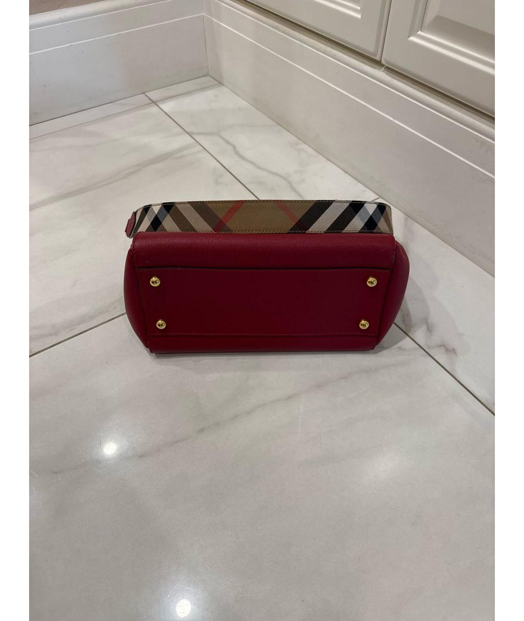 BURBERRY Бордовая кожаная сумка тоут, фото 7