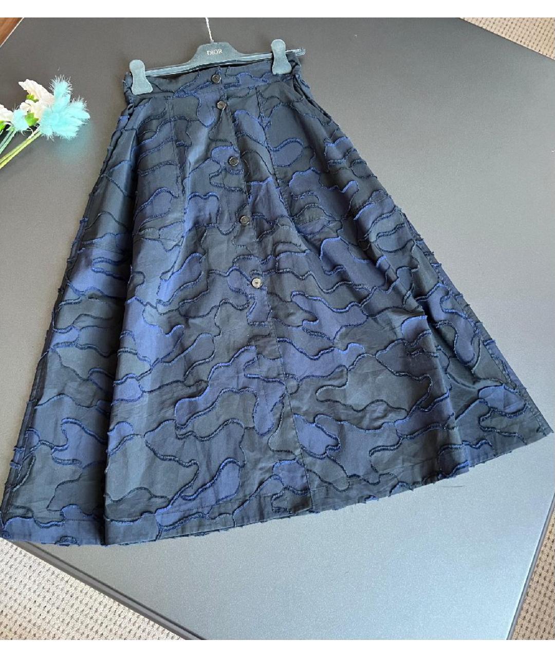 CHRISTIAN DIOR Темно-синяя хлопковая юбка макси, фото 9