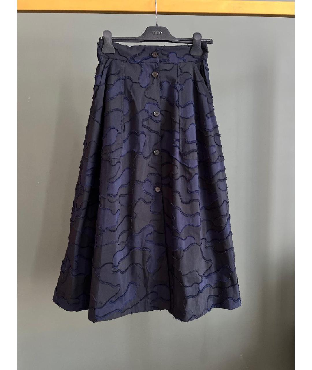 CHRISTIAN DIOR Темно-синяя хлопковая юбка макси, фото 10