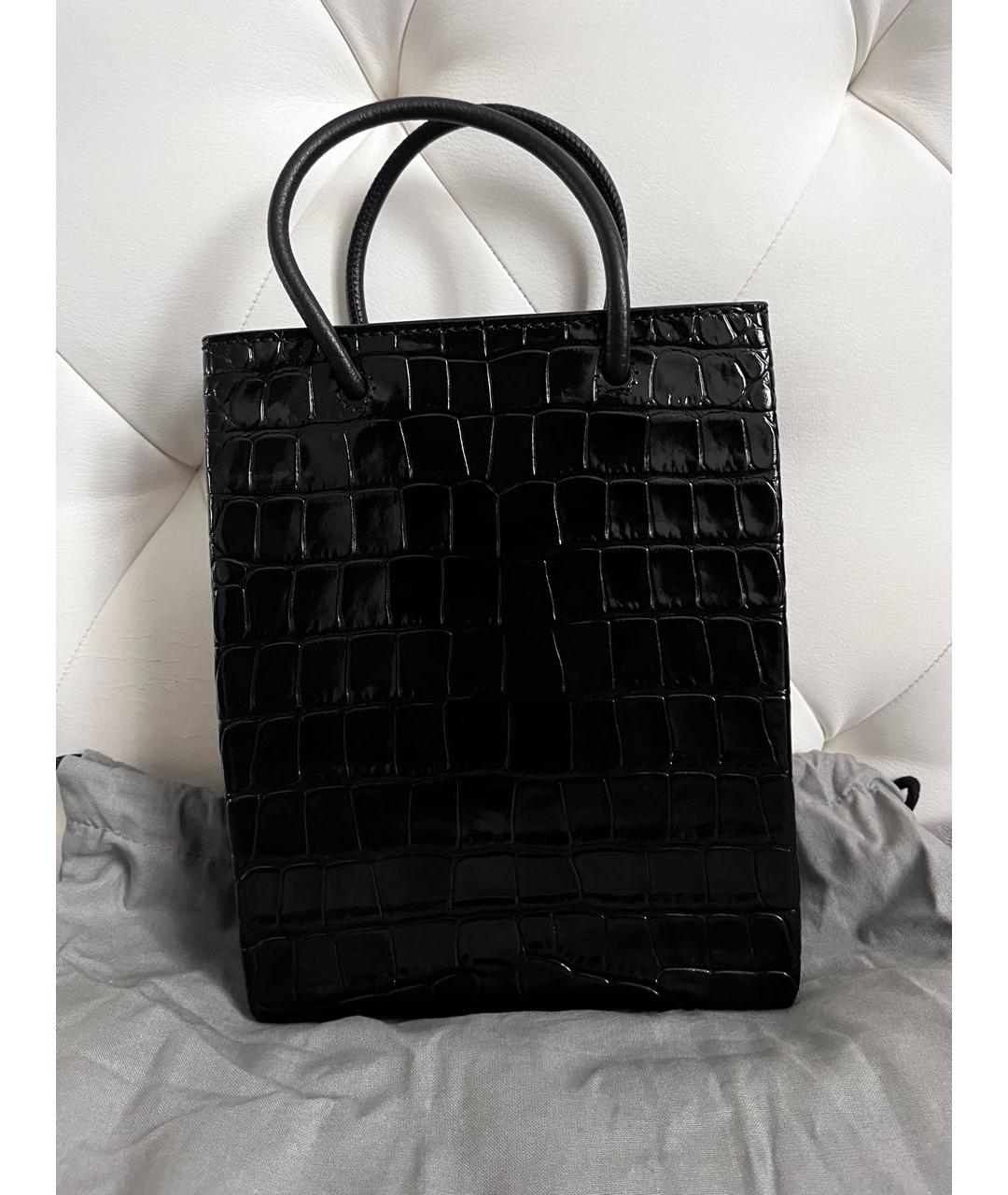 BALENCIAGA Черная сумка тоут из лакированной кожи, фото 3
