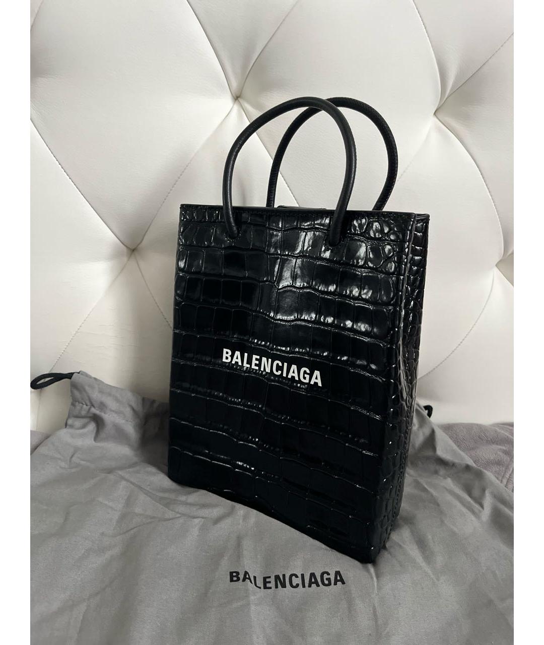 BALENCIAGA Черная сумка тоут из лакированной кожи, фото 2