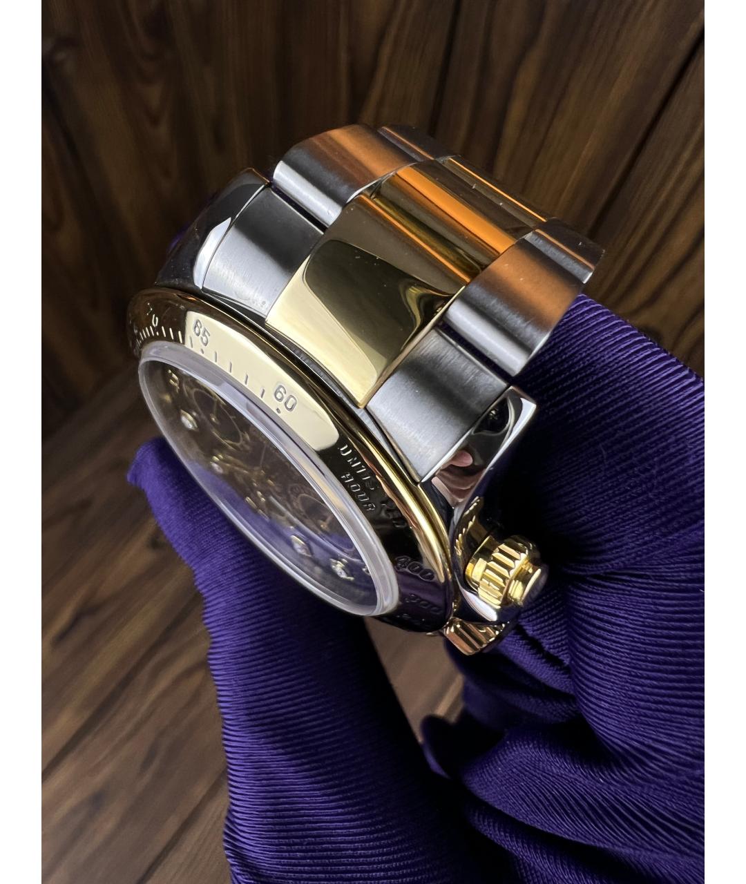 ROLEX Черные часы из желтого золота, фото 5