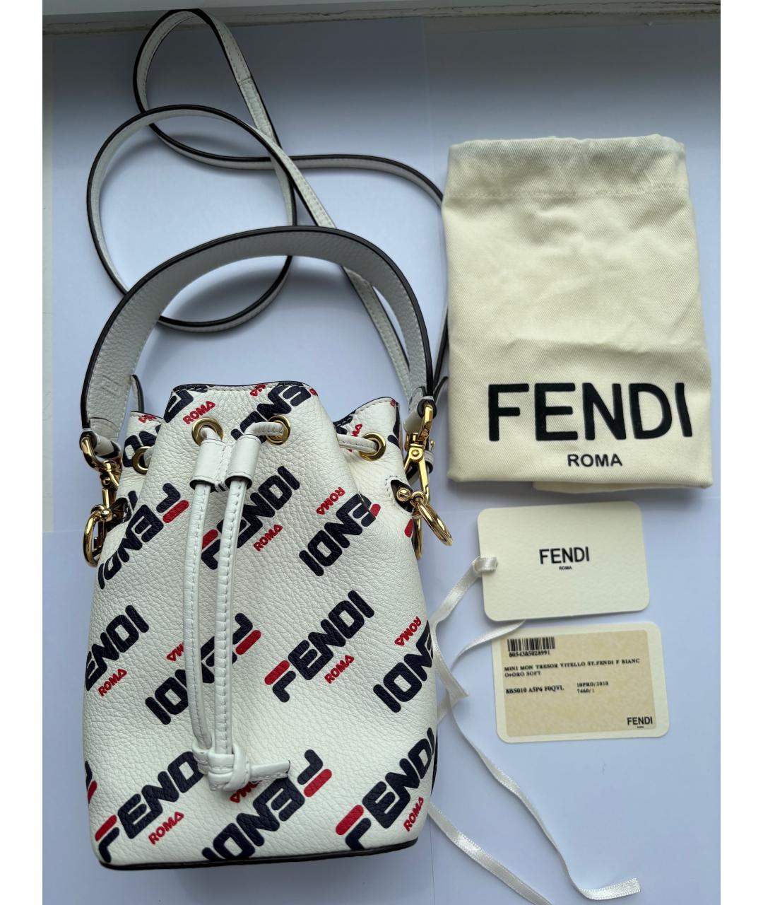 FENDI Белая кожаная сумка с короткими ручками, фото 6