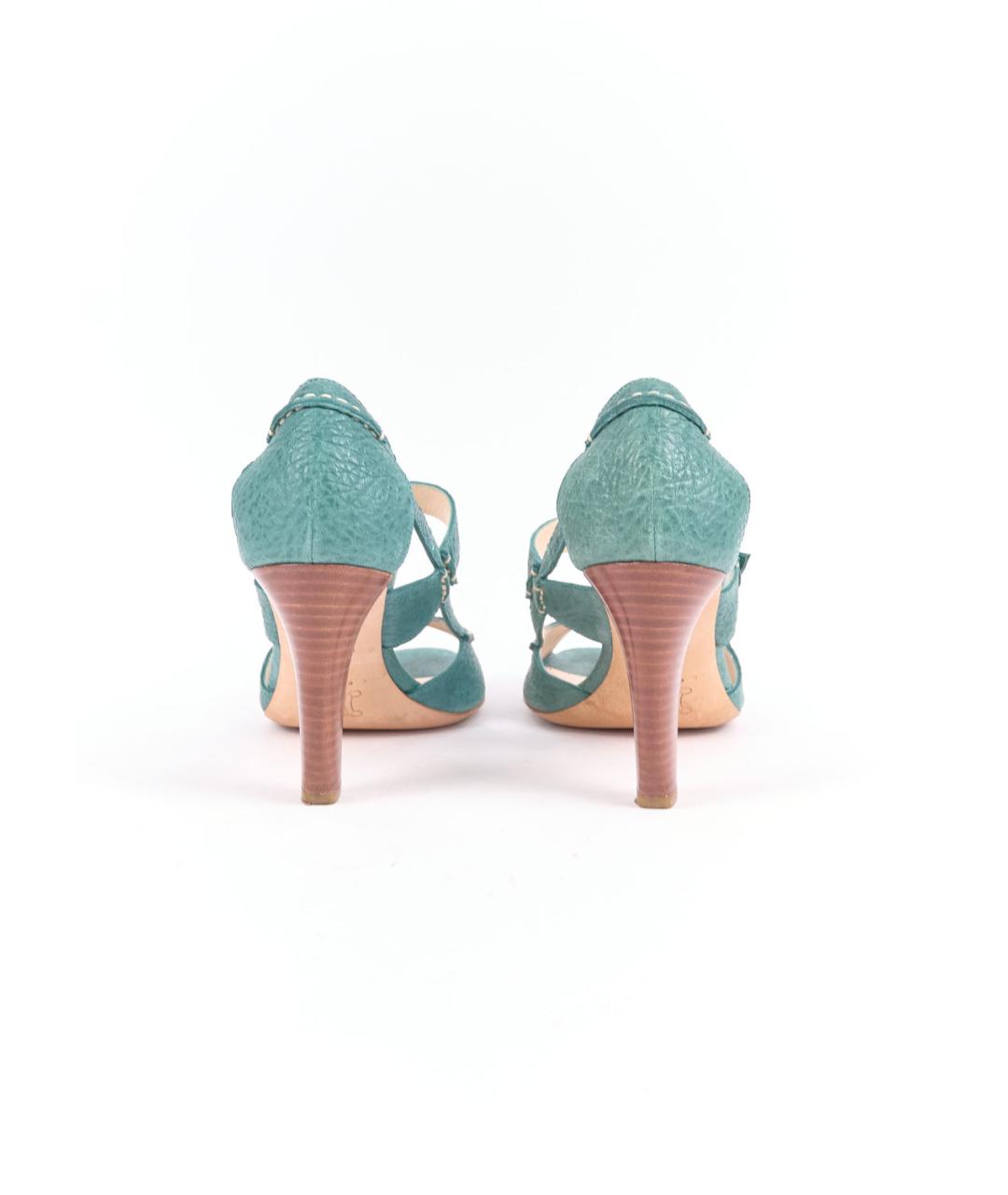 CELINE Бирюзовые кожаные босоножки, фото 4