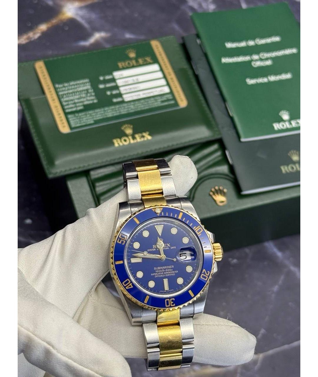 ROLEX Синие часы из желтого золота, фото 6
