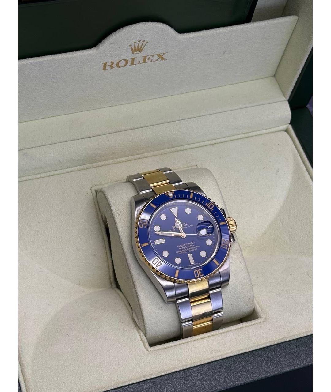 ROLEX Синие часы из желтого золота, фото 7