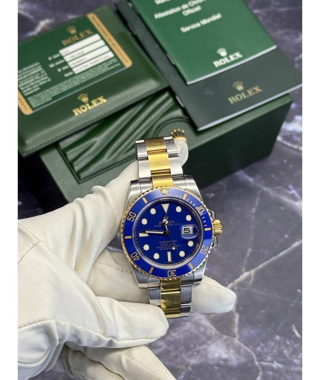 ROLEX Синие часы из желтого золота, фото 2